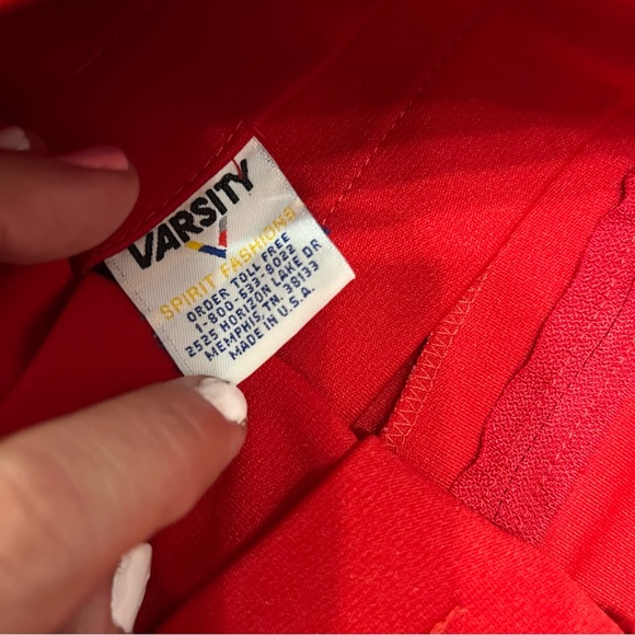 Varsity Red White & Gold Cheer Pleated Skirt - Picture 6 of 10